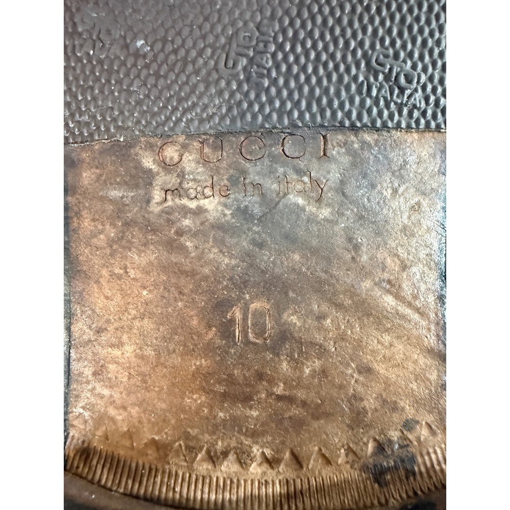 Gucci Mens Black Leather Horsebit Loafers Gold Hardware amputee right shoe 10 - Picture 8 of 9